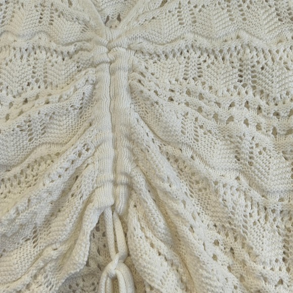 Jessica Simpson Crochet Knit Tank Top Cream Boho Drawstring Beachy Chic L - Picture 4 of 9